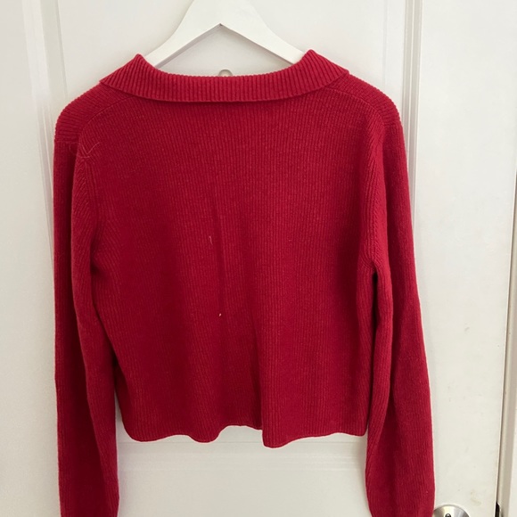 Brandy Melville Red Knit Quarter zip Sweater - Picture 3 of 4